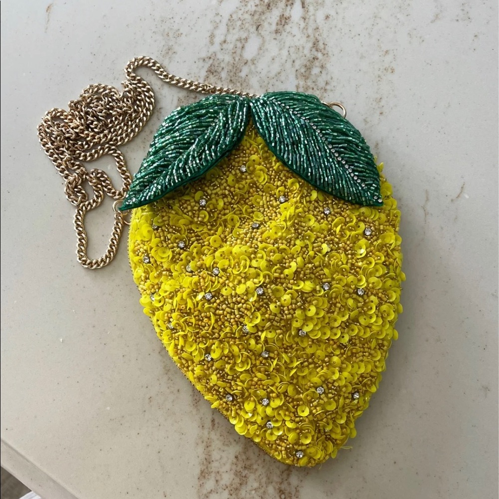ZARA Lemon sequin crossbody purse